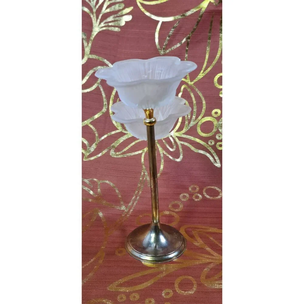 Petunia Floral Gold Taper Candle Holder